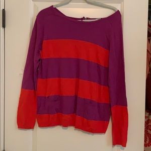 LOFT Red and Purple Sweater